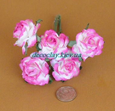 Роза   5 шт в 1 пучке, бело-розовая ― Hobby-Land