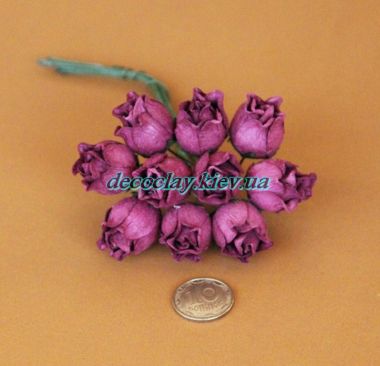 Роза в бутоне 10 шт в пучке, бордовая ― Hobby-Land