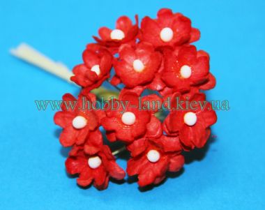 Декоративные цветы на проволке красные - 10шт в 1 пучке  ― Hobby-Land