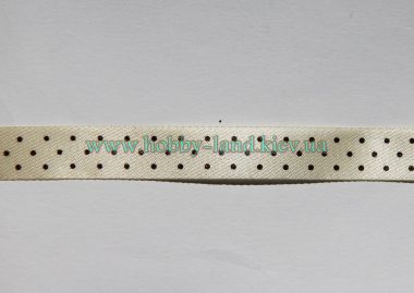 Лента сатиновая молочная в черный горошек №11 ― Hobby-Land