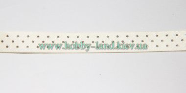 Лента сатиновая молочная в черный горошек №12 ― Hobby-Land